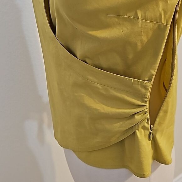 BCBG Max Azria mustard yellow, green cotton wrap  shirt size small - Picture 5 of 11